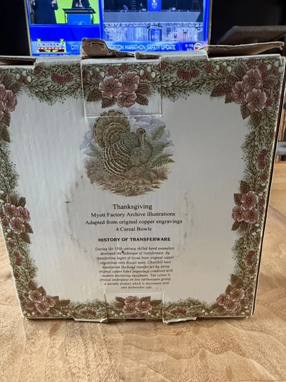 New in Box Set of 4 Queens Myott Factory Thanksgiving Turkey Cereal Bowls